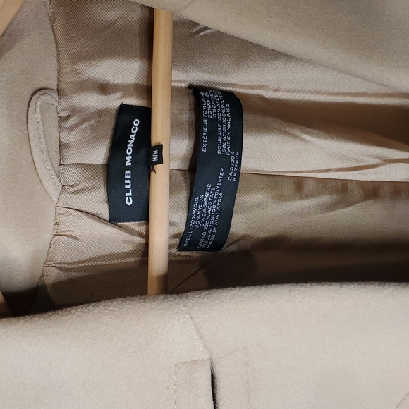 🔥 Rare retro *New* Club Monaco cashmere wool beige overcoat [never worn] 10/10 - Picture 3 of 3